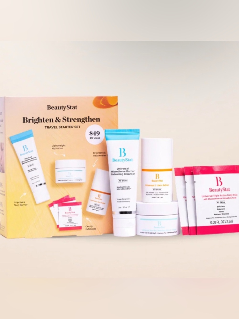 Beauty Stat Brighten & Strengthen TRAVEL STARTER SET (NEW IN BOX)